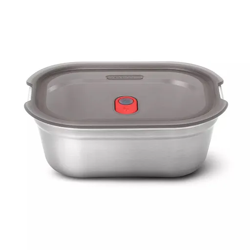 Cutie alimentara Black+Blum Meal Prep FBSS-BX-L017, 1.2 L, Dreptunghiular, Potrivit pentru cuptor, Fara BPA, Otel inoxidabil, Gri/Rosu