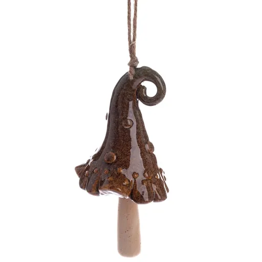 Clopoțel ceramic Pălărie maro, 38 x 9 cm, maro