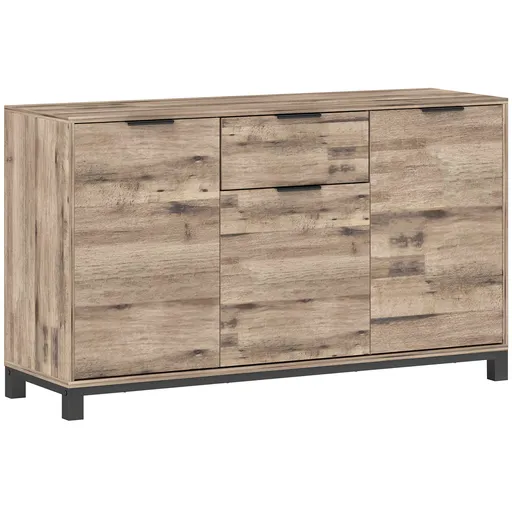 HOMCOM Bufet cu Sertar și 3 Dulapuri cu Rafturi Reglabile, 120x36,5x70 cm, Maro | Aosom Romania