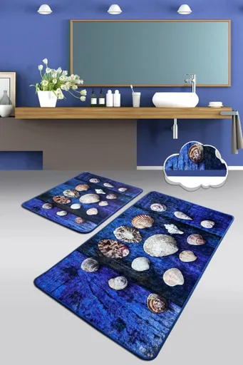 Set covorase de baie, L'essentiel Maison, Seashell, Poliester, Multicolor