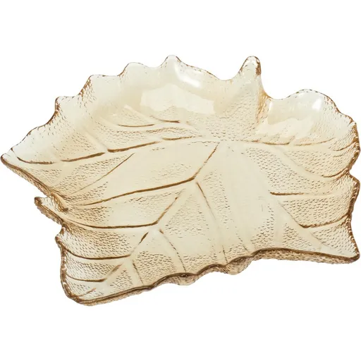 Tavă de sticlă Frunză 26,3 × 25,5 × 4 cm, bej, bej