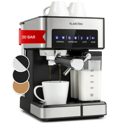 Klarstein Mașină de cafea Arabica Comfort cu portafiltru, 1350W, 20 bar, 1,8 l, suprafață de control tactil