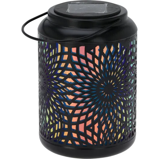 Lampă solară LED Mandala negru, 18 cm, alb cald, negru