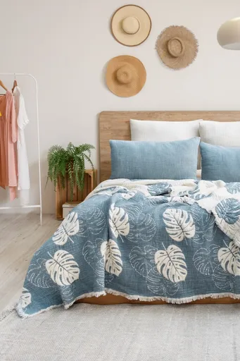 Set cuvertura pique dubla, L'essentiel Maison, Forest, Albastru