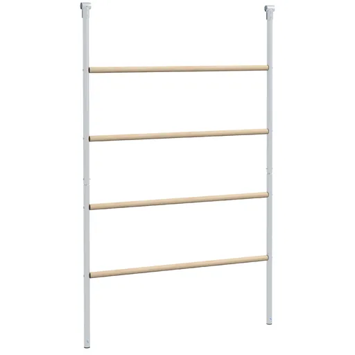 PawHut Perete-scară mare pentru găini 4 niveluri cu trepte din lemn și structură metalică 140 x 86 x 2,5 cm argintiu natural | Aosom Romania