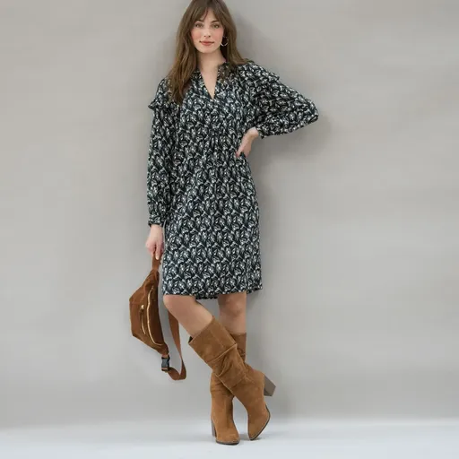 Rochie cu volane drepte din poliester reciclat (1)