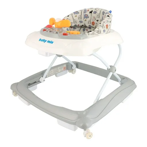 Baby Mix Walker pentru copii cu volan și roți dinsilicon, gri, 50 x 44 x 50 cm