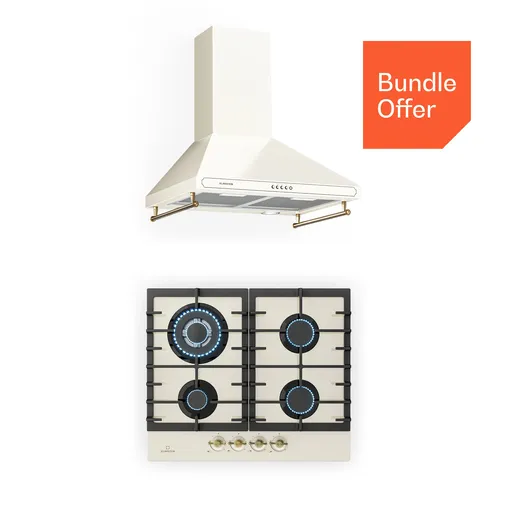 Klarstein Victoria 60 Duo Set Gaz, Plită pe gaz, Hotă de extracție