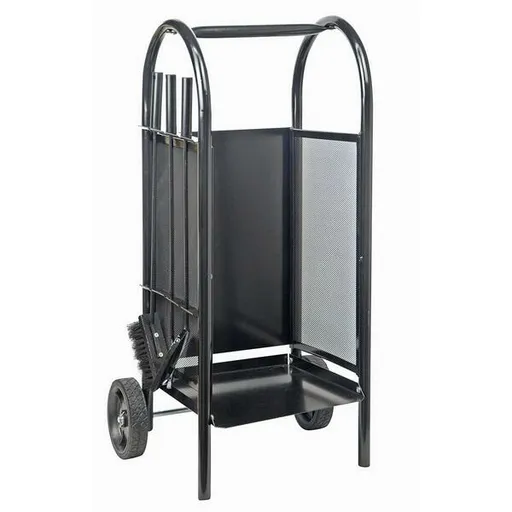 Coș de șemineu/cărucior cu unelte 82,5 cm, oțelset de 3 piese