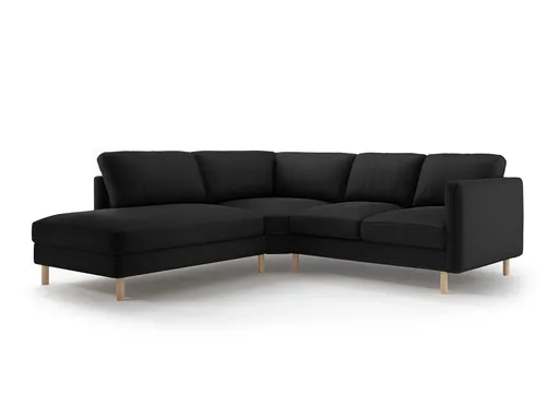 Coltar stanga 4 locuri, Eden, Micadoni Home, 267x234x90 cm, catifea, negru