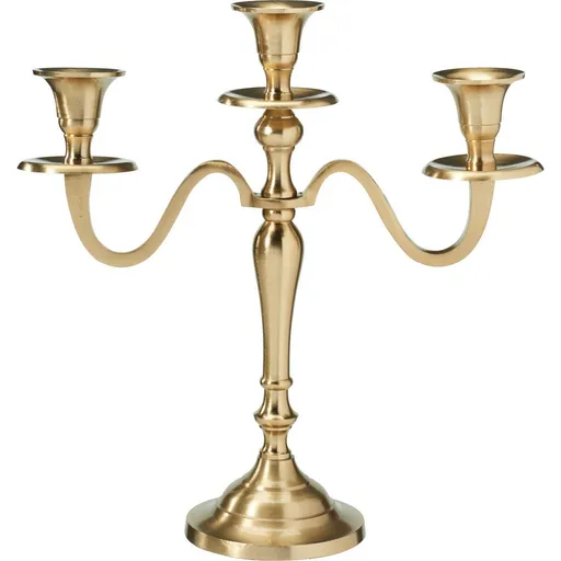 Sfeșnic metalic cu 3 brațe 29x10x30 cm, culoareauriu, decor 1