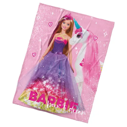 Carbotex Pătură pentru copii Barbie și Unicornul Magic, 130 x 170 cm