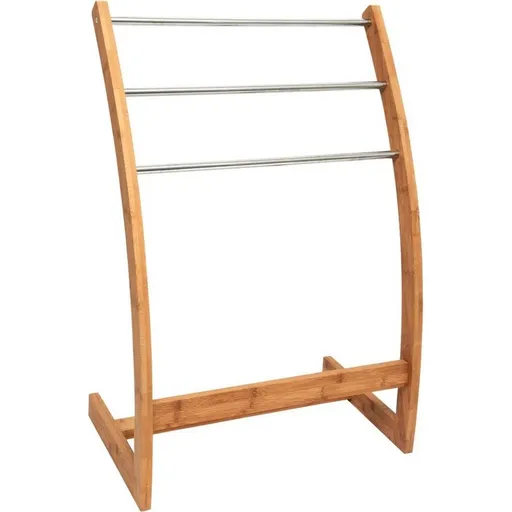MSV Suport pentru prosoape din bambus cu 3 bare 57x 35 x 85 cm