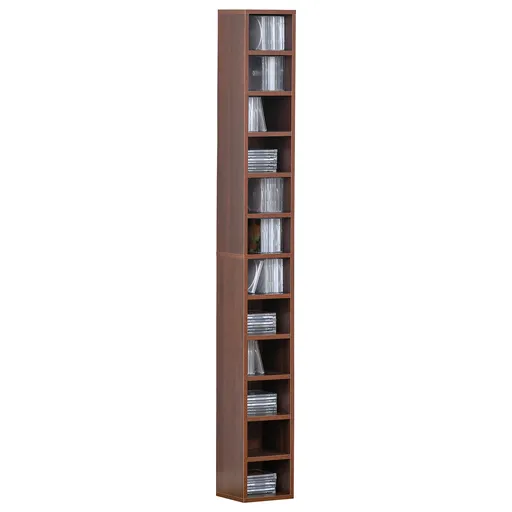 Biblioteca tip coloana cu 12 etajere, din MDF, sustine maxim 15kg 21x20x175cm, maro HOMCOM | Aosom RO