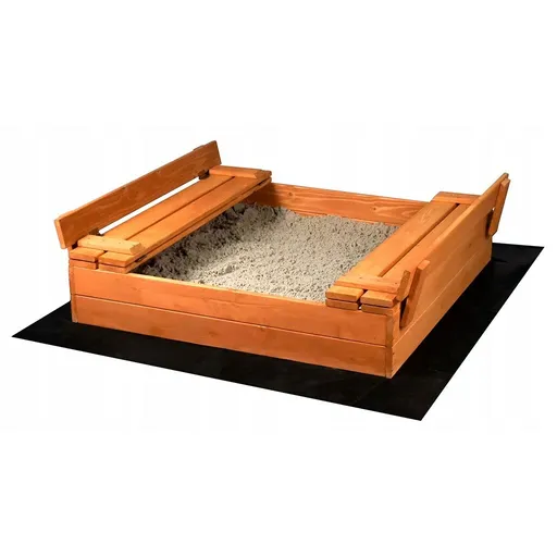 Baby Mix Nisipar pentru copii din lemn cu capac șibănci, 100 x 100 cm