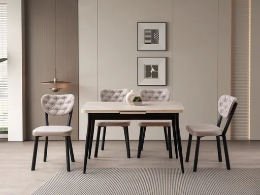 Masa extensibila, Hanah Home, Ay, PAL, Travertin / Negru