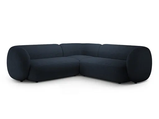 Coltar simetric 5 locuri, Kate, Micadoni Home, 252x252x76 cm, tesatura boucle, albastru inchis