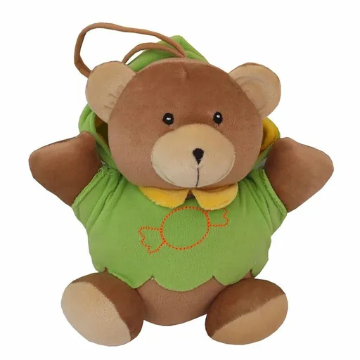 Baby Mix Jucărie de pluș pentru copii cu mecanismde redare, ursuleț verde, 23 cm