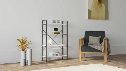 Corp biblioteca, Hanah Home, Mina, 60x100x24 cm, Alb/Negru