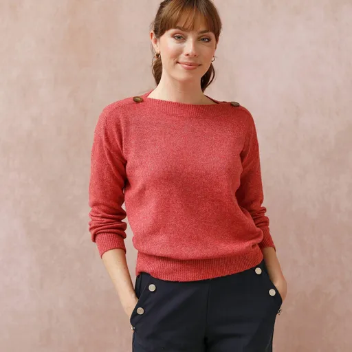 Pulover cu guler tip barcă, culoare uni