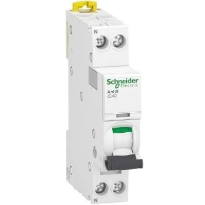 Intreruptor automat Acti9 iC40, 1P+N, 10A, 4,5kA/6kA, curba C, Schneider A9P52610