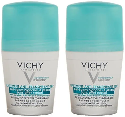 Vichy Set de antiperspirante roll-on pentru prevenirea petelor albe și galbene 2 x 50 ml