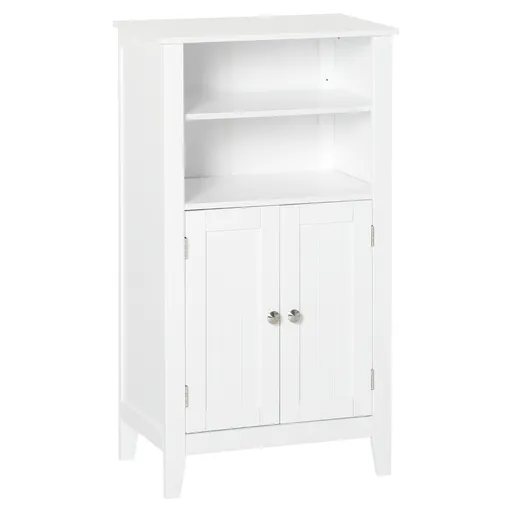 Kleankin Dulap Baie cu Rafturi Reglabile, Design Rezistent la Umiditate și Anti-Inclinare, 50x30x93 cm, Alb | Aosom Romania