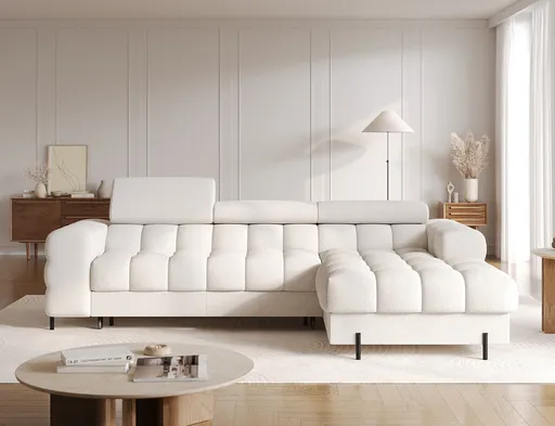 Coltar extensibil dreapta 3 locuri ELTAP, RT-01AMO, Felro, 285x181x93 cm, lemn/poliester, alb