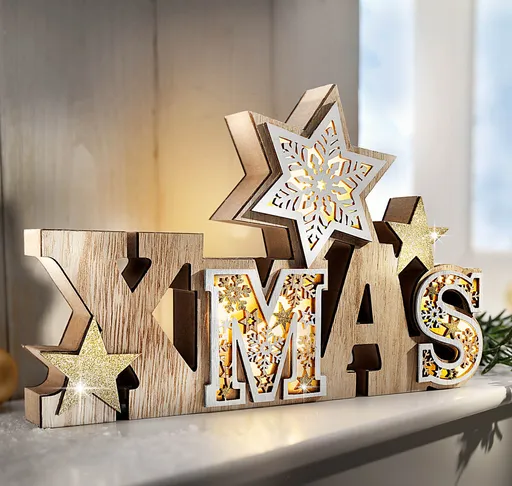 Semn de Crăciun din lemn cu LED