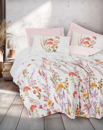 Lenjerie de pat pentru o persoana, L'essentiel Maison, Lilura, Bumbac Ranforce , Roz