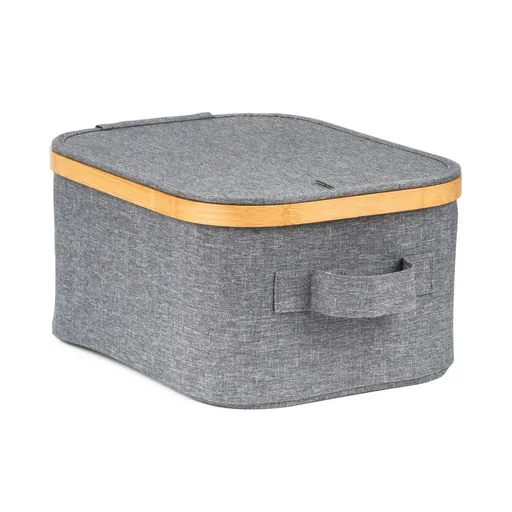 Cutie de depozitare G21 24 x 30 x 15 cm, dinbambus cu capac, gri, gri