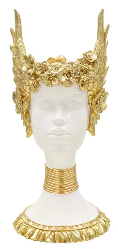 Figurina /sculptura decorativa  Athena, Mauro Ferretti, 17.5x17x38 cm, polirasina, alb/auriu