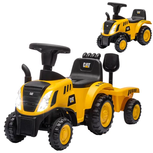 AIYAPLAY Camion, Excavator Jucărie pentru Copii 12-36 Luni cu Cupă și Remorcă Integrate, 91x29x44 cm, Galben | Aosom Romania