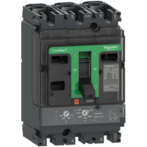 Intreruptor ComPacT NSX250H, 70 kA la 415 VAC, unitate de declansare TMD 250A, 3 poli 3d Schneider C25H3TM250