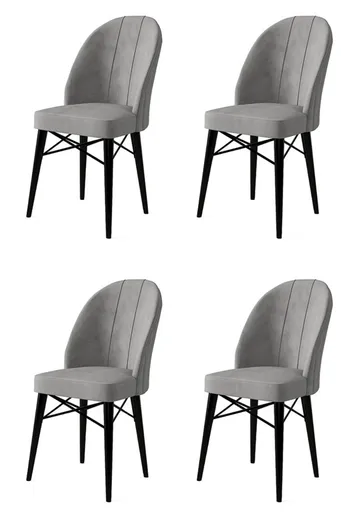 Set scaune 4 piese, Hanah Home, Ritim, Gri/Negru