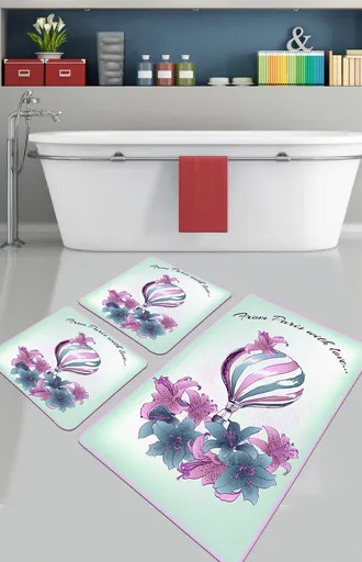 Set covorase de baie, L'essentiel Maison, Purple Balloon, Poliester, Multicolor