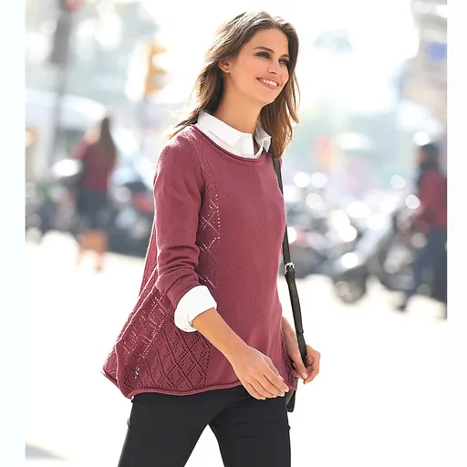 Pulover cu fante și ajurat