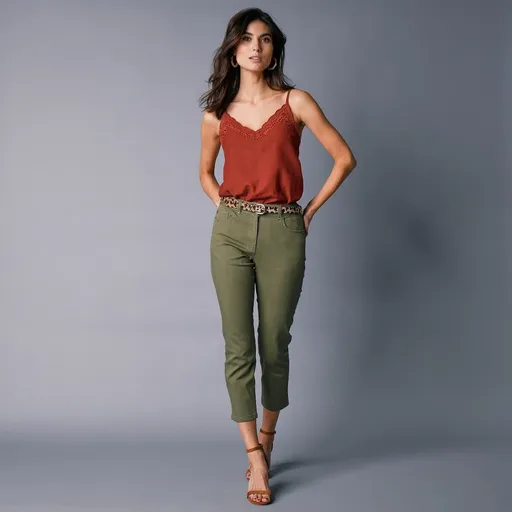 Pantaloni 3/4 din twill elastic