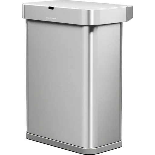 Coș de gunoi fără atingere Simplehuman cu senzorvocal 58 l, oțel inoxidabil mat