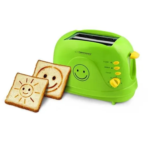 Prajitor de paine Esperanza EKT003 Smiley, 750W, 2 forme cu zambet, 7 trepte, Verde