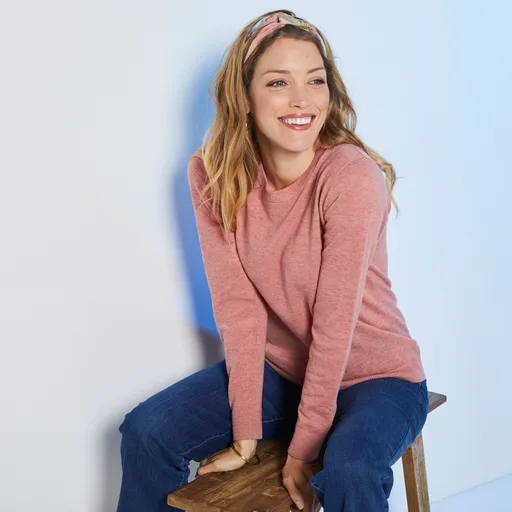 Pulover cu guler rotund din lână de miel