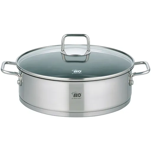 Elo 72438 Cratiță din oțel inoxidabil cu capac dinsticlă Citrin 28 cm