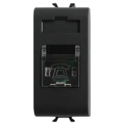 Priza telefon RJ11 1 modul Gewiss Chorus GW12401, negru satin
