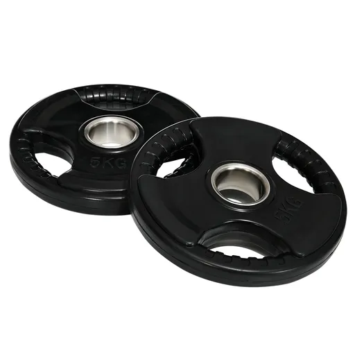 SPORTNOW Discuri de greutate, plăci 2 x 5 kg, cu trei mânere, orificiu Ø 5 cm, acoperire din cauciuc, negru | Aosom Romania