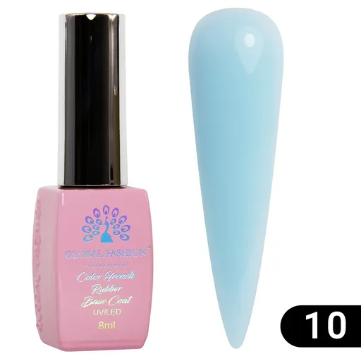 Base Coat Color French, Global Fashion, 8 ml, 10 Albastru Pastel, TPO Free