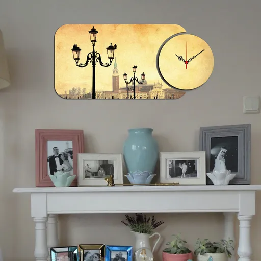 Ceas de perete, YMS-26, Dimensiune: 68 x 32 cm, Multicolor