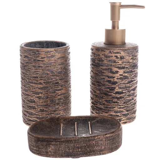 Set de accesorii de baie din ciment Africano, 3 piese, maro