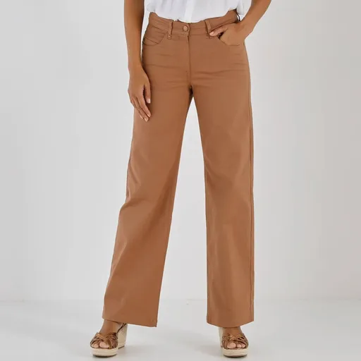 Pantaloni lați din twill cu 5 buzunare