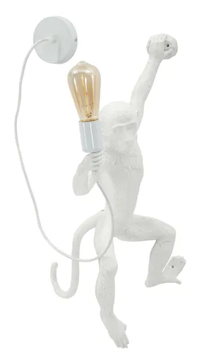 Aplica de perete Monkey, Mauro Ferretti, 1 x E27, 20W, 32x32x64 cm, polirasina, alb