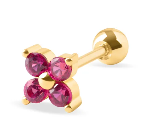 Troli Cercel piercing delicat placat cu aur cu cristale fucsia